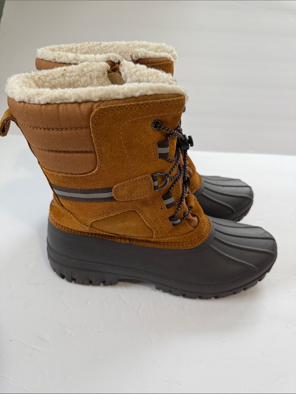 Land’s End women’s Brown Winter Snow Boots with Faux Fur Lining